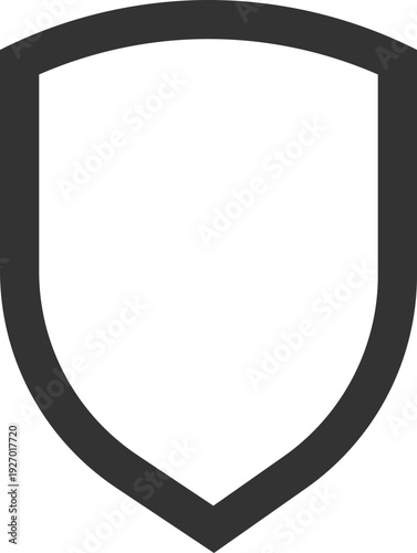 A minimalist, dark grey shield outline symbol representing protection, security, and safety against threats