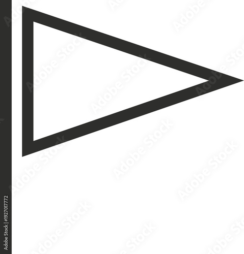 A minimalist graphic representation of a flag on a pole, rendered in a solid dark gray outline against a black background