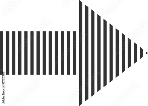 A dark gray arrow with a striped pattern points to the right, indicating direction or progress