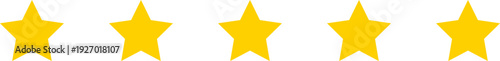 A row of five bright yellow stars against a solid black background, representing a perfect score or excellent feedback