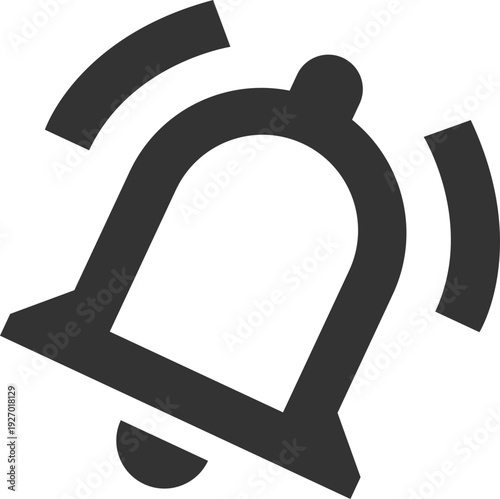 A simple, modern icon representing a ringing notification bell, often used in digital interfaces and applications to alert users