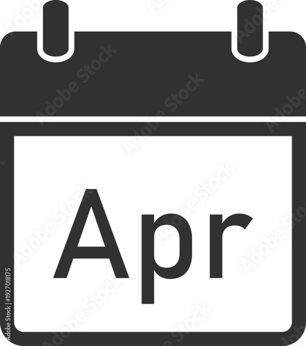 A simple, dark grey icon representing a calendar page with 'Apr' visible, symbolizing the month of April and scheduling