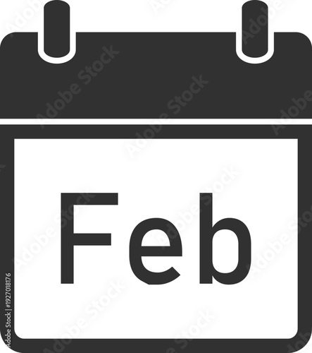 A simple, dark gray icon representing a calendar page with the month abbreviation 'Feb' displayed prominently