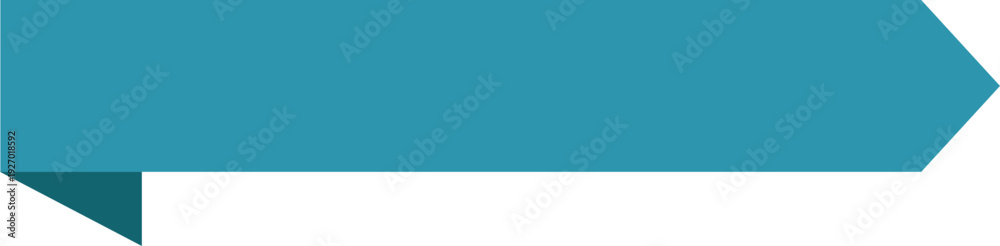 Obraz premium A simple geometric shape resembling a blue arrow or banner with a pointed end and a tab on the left side, set against a black background
