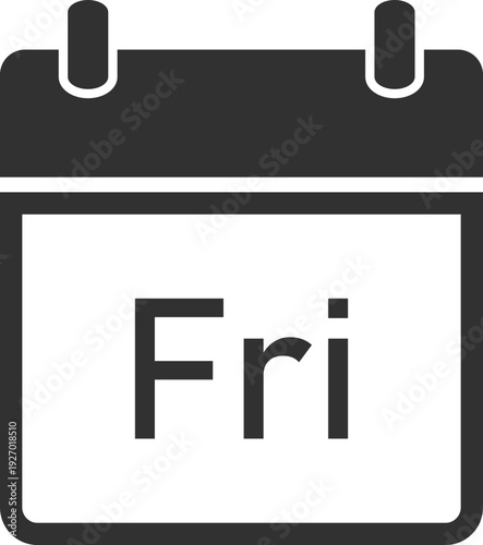 A simple, dark grey icon representing a calendar page displaying the abbreviation for Friday