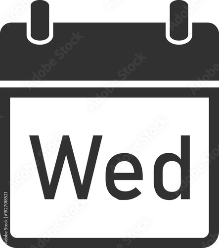 A simple, dark gray icon representing a calendar page displaying the abbreviation for Wednesday