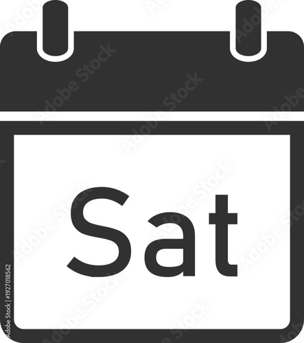 A simple, dark gray icon representing a calendar page displaying the abbreviation for Saturday