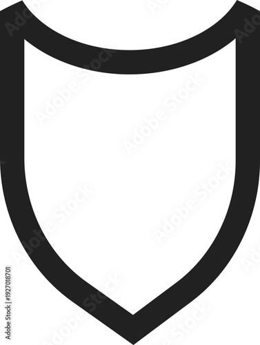 A simple, bold black shield outline icon representing protection, security, or defense against threats