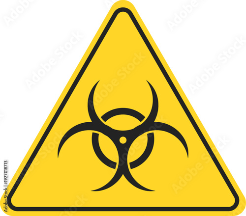 A yellow triangle with a black biohazard symbol indicating a dangerous biological substance or agent