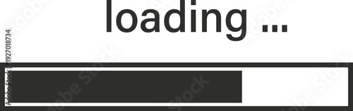 A simple graphic displays a loading bar with text indicating the process is underway, suggesting a wait time