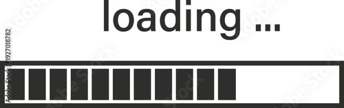 A simple graphic displaying a progress bar and the word 'loading' with ellipses, indicating a process is underway