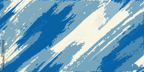 Abstract brushstrokes of light blue and white create a dynamic pattern