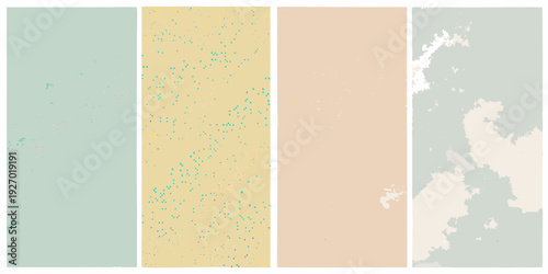 Five vertical panels displaying muted pastel and textured color backgrounds