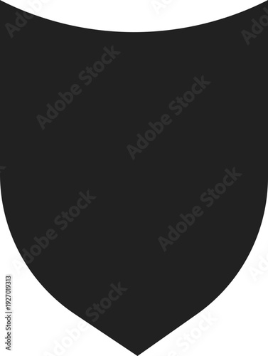 A simple, solid black heraldic shield shape, ready for custom design or as a graphic element