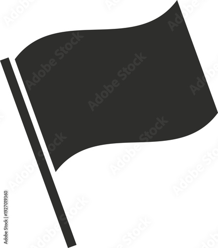 A plain black flag is depicted waving gently on a flagpole, symbolizing protest or surrender