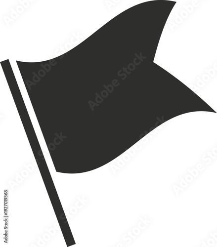 A simple, dark flag flutters gently on its pole, creating a minimalist and abstract visual element