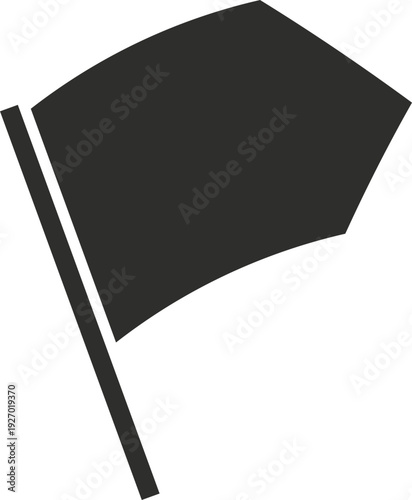 A simple, dark flag is depicted waving gently against a plain background, symbolizing various concepts like surrender or protest