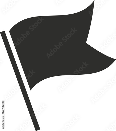 A simple, dark silhouette of a flag fluttering in the wind, perfect for representing concepts like signal, warning, or a marker