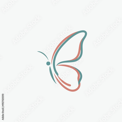 Hand drawn butterfly illustration with delicate wings and antennae, a simple yet elegant design