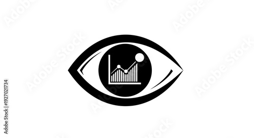 Eye with financial chart inside, symbolizing business analysis and vision
