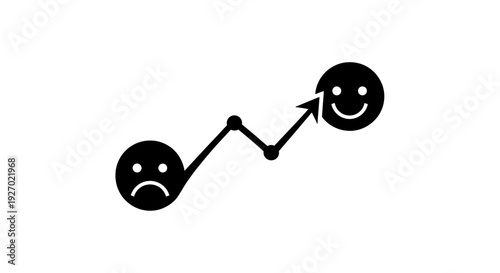 From Sadness to Happiness: Emotional Journey Icon with Upward Trend