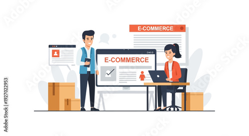 E-commerce business team working on online shopping platform development.