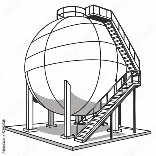 A large metal sphere with a staircase leading up to the top