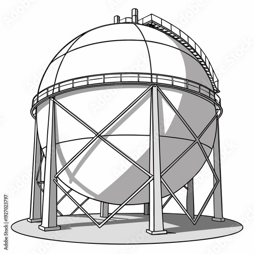A large metal dome shaped structure on stilts