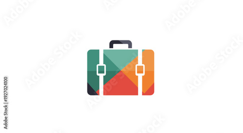 Colorful Suitcase with Latches and Handle.