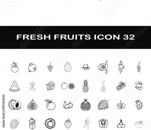 Black and White Illustration of Fresh Raspberries and Eye