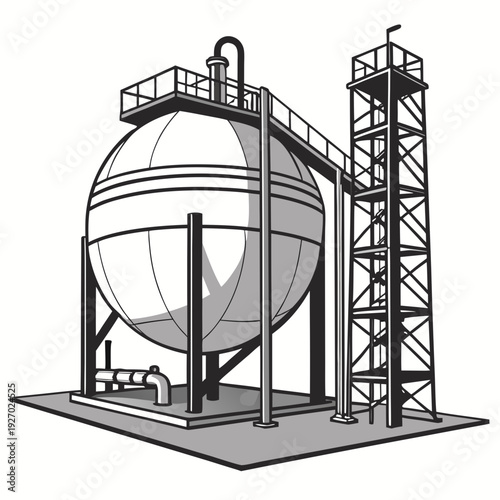 A large tank with a walkway and a tower