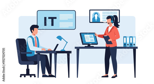 IT professionals working in modern office environment.