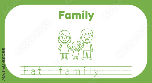 Family tracing worksheet for kids learning
