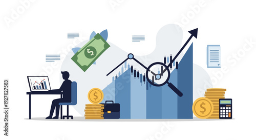 Financial Growth Analysis with Business Professional Monitoring Investments.