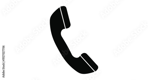 A stark black silhouette of a vintage telephone handset angled diagonally against a white background silhouette high quality