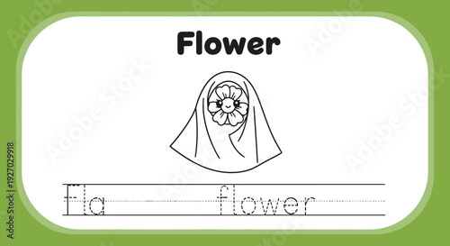 Flower learning worksheet for kids, coloring page