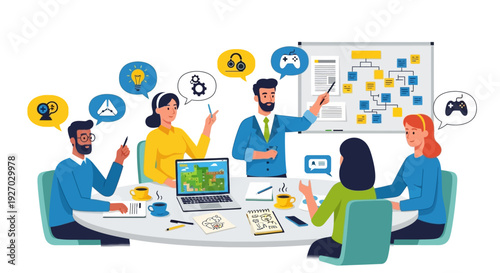 Diverse team collaborating on a business strategy meeting.