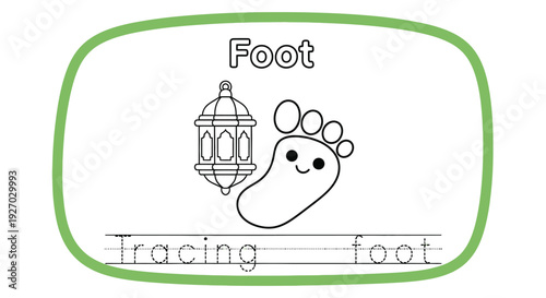 Foot tracing practice worksheet for kids