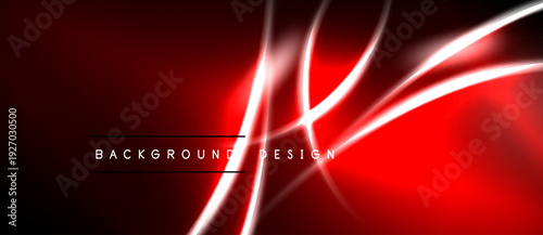 Abstract red design features glowing lines, dynamic curves. Dark background enhances bright energy, modern aesthetic.