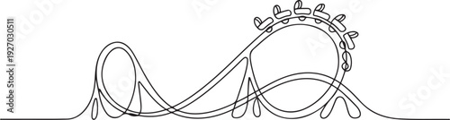 One continuous line drawing of National Roller Coaster Day vector illustration. National Roller Coaster hemes design concept in simple linear continuous line. one line Icon drawing