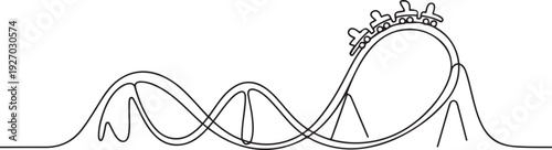 One continuous line drawing of National Roller Coaster Day vector illustration. National Roller Coaster hemes design concept in simple linear continuous line. one line Icon drawing