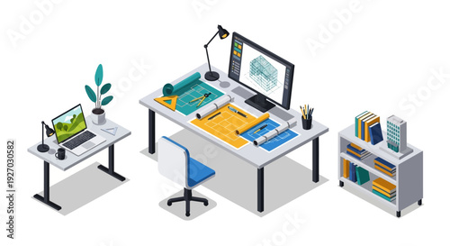 Modern Designers Workspace with Technology and Creative Tools.