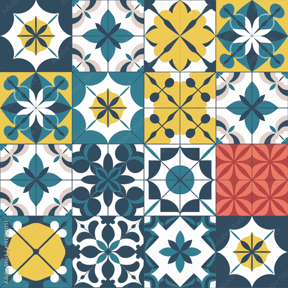 Fototapeta premium vector illustration hires Collection of High-Resolution Abstract Seamless ornament Patterns with Diverse Designs and Textures