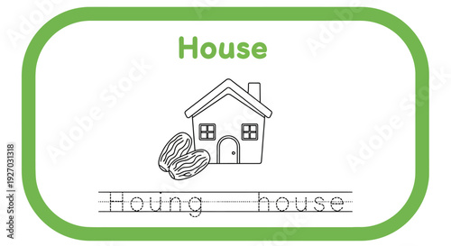 House coloring page for kids. Home illustration.