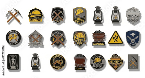 Collection of various metal pins with different designs and shapes.