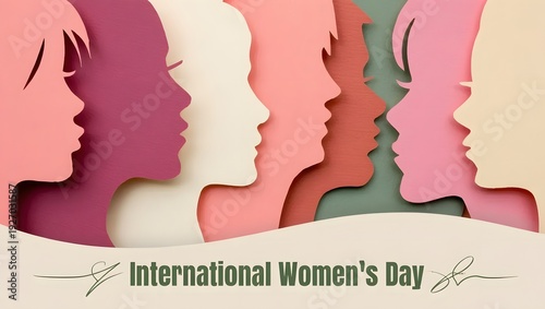 Layered Female Profiles with Banner Text Unity Illustration