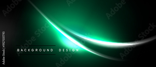 Dark background features vibrant green curve. Silver line accentuates design, creating modern aesthetic. Text reads background design.