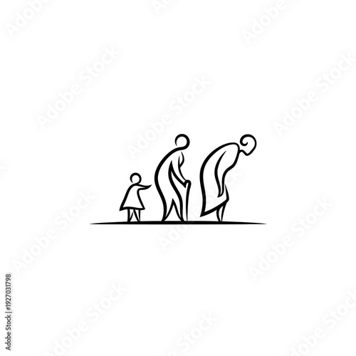 Generational progression, life cycle stages, human aging abstract concept