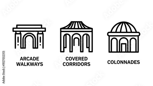 Architectural Icons: Archways, Covered Corridors, and Colonnades for Buildings and History