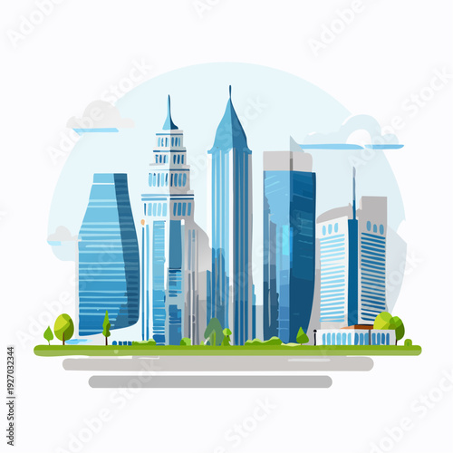 Dynamic city skyline illustration showcasing modern architecture and urban development